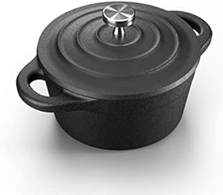 Garlic Roaster Baker, Cast Iron Dutch Oven Pre-Seasoned, Mini Cocotte, 1 Cup Capacity, Black, With Lid, for BBQ Grill or Oven, by Bazaar LM-ents (Flat Lid)