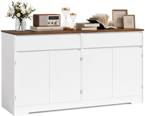 Xbro Aparador de Cocina, Mueble Auxiliar de Almacenaje con Cajón, para Cocina, Salón y Comedor, de Estilo Moderno, 140×40×89 cm