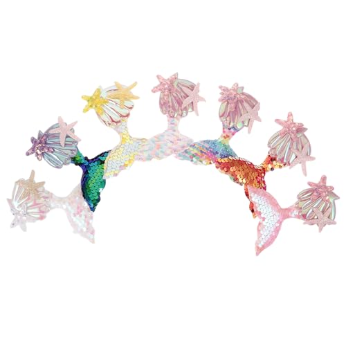 Hemobllo Parches para Ropa y Pinzas de Cabello Sirena 7 Unidades Colores Mixtos Apliques Artesanales Decorativos para Niñas Accesorios DIY Manualidades