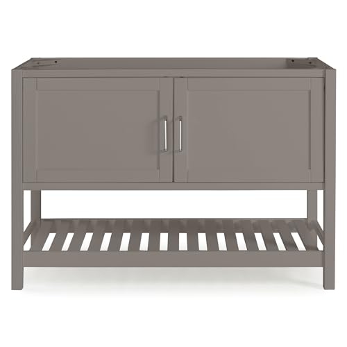 Image of Alaterre Furniture Bennet Bathroom Vanity Cabinet with Soft-Close Shaker Doors and Open Shelf - 48-Inch Freestanding Bathroom Vanity Without Sink - Wood Bathroom Sink Base Cabinet (Gray)