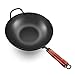 Wok do smażenia mieszanego, wok - oryginalny importowany żelazny garnek vintage ręcznie wykonany niepowlekany domowy gotowanie płaski wok nieprzywierający