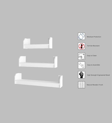 Image of REMI Multipurpose Modular Wall Racks /Shelves /Organiser /Decor Particle Board Wall Shelf (Number of Shelves - 3, White)