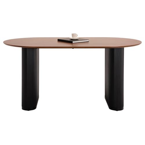 IDIMEX Esstisch Maxim schwarz/braun - moderner Tisch 160 x 90 cm, Design Küchentisch oval mit Säulenbeinen und Lamellen, Esszimmertisch für 6 Personen IDIMEX Esstisch Maxim schwarz/braun - moderner Tisch 160 x 90 cm, Design Küchentisch oval mit Säulenbeinen und Lamellen, Esszimmertisch für 6 Personen