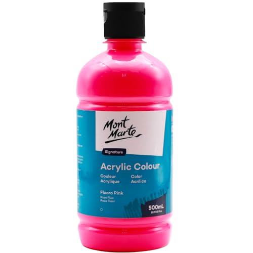 MONT MARTE Signature peintures acryliques rose fluo, 500 ml, finition semi-mate, convient pour...