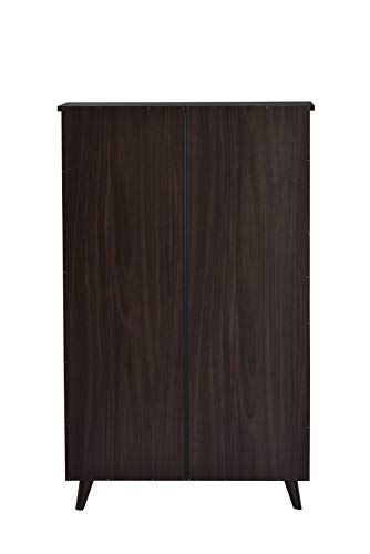 Image of DeckUp Bei 4-Door Engineered Wood Shoe Rack with Wooden Legs (Walnut, Matte Finish)