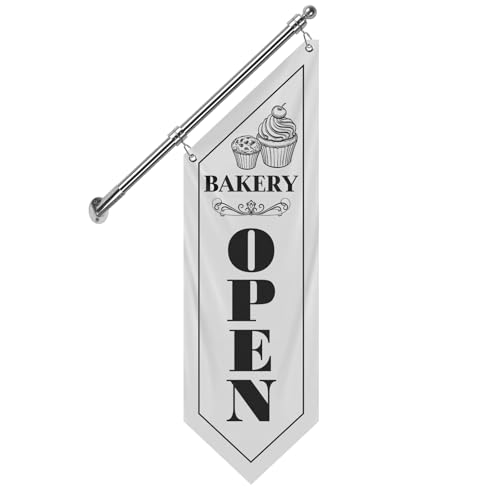 Drapeau mural de boulangerie blanc en toile QSUM 68cm