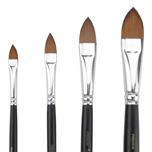 GACDR Cat Tongue Watercolor Brushes Set - 4 PCS Oval Wash Paint Brushes for Acrylic Painting, Water Color Brushes for Adult Floral Petal Artist Paintbrushes
