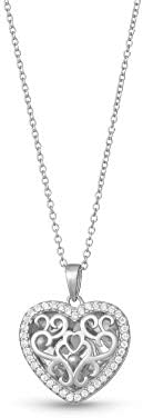 Fine Sterling Silver-Custom Photo Heart Locket Necklace-That Holds Pictures for Women-The Mary