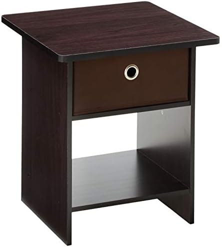 Furinno Dario End Table, Side Table, Night Stand Storage Shelf with Bin Drawer, Espresso/Brown, 1-Pack