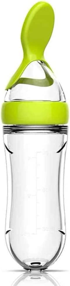 Baby Food Feeder, Squeeze Feeding Spoons, Silicone Baby Feeding Supplies, Food Dispensing Spoon for Boys Girl Kids Toddlers (Green)-picture-16