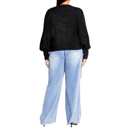 City Chic Women's Plus Size Cardi Fluffy Button2
