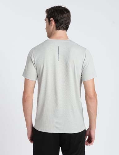 Image of Pump'd Men's Solid Textured Activewear Regular Fit Sports | Activewear | Running | Gym | Plain T-Shirt | Round Neck