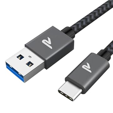 RAMPOW Cavo USB Type-C, Cavo USB C 3A QC 3.0, Cavo iphone 16, USB A a USB C Cavo iPhone 15 Ricarica Rapida Nylon per iPhone 16/16 Pro/15/iPad Pro/Air, Samsung S24/S22,Xiaomi Huawei OnePlus - Grigio