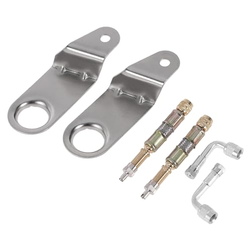 Motoforti 1 Set 90 Degree Copper Tire Valve Extension with Universal Stainless Steel 75mm Tyre Valve Inflation Adapter for Car Motorcycle RV Truck Bike