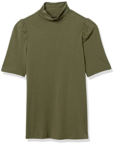 Image of Amazon Essentials Women's Cotton Modal Draped Puff Sleeve Turtleneck