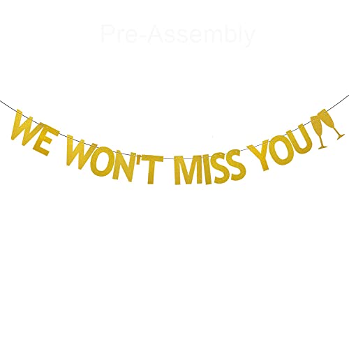 XIAOLUOLY Gold Glitter Banner,Pre-Strung,Farewell/Goodbye/Job Changing/Bye Felicia Party Decorations Bunting Sign