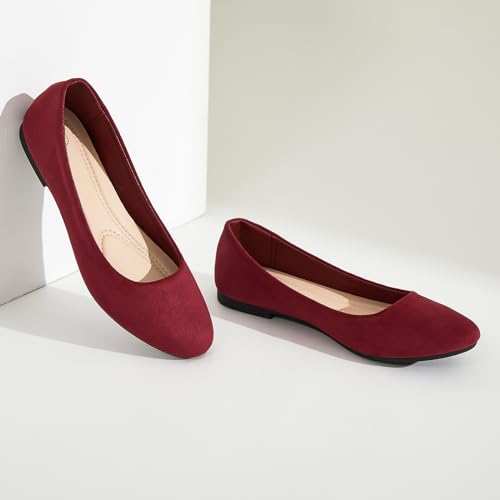 Image of Shupua Flats for Women Round Toe Black Ballet Flats Dressy Work Shoes