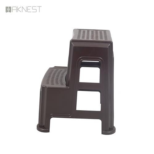 Image of Oaknest Supreme Multipurpose Plastic 2-Step Stool for Kids & Adults - Anti-Slip Lightweight Stepping Stool for Kitchen, Bathroom & Home - Wenge, 1 Piece