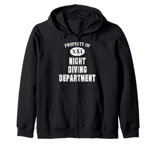 Property of Night Diving Department Fun Collegiate-Style Zip Hoodie