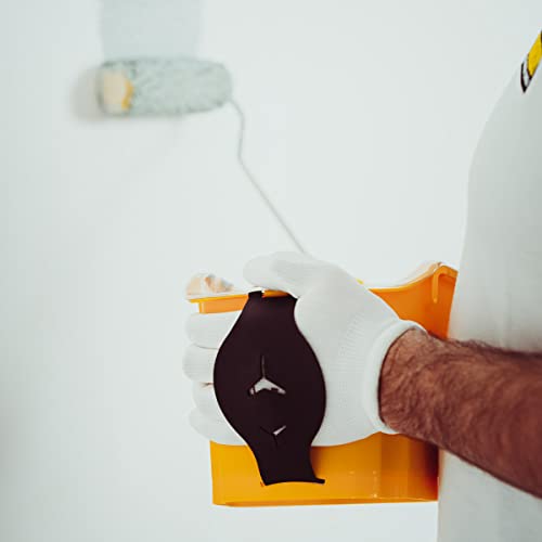 HARDY WORKING TOOLS Farbeimer mit 5 Stück transparenten Einlagen, 2L Farbbecher, regulierbarer Griff, Kunststoffeimer, Baueimer mit speziellen Rillen, gelb, A0146-329901