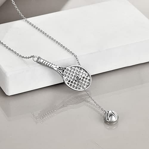 YFN Tennis Racket Necklace Basketball Volleyball Necklace for Women Sterling Silver Basketball Jewelry Basketball Gift for Basketball Player2