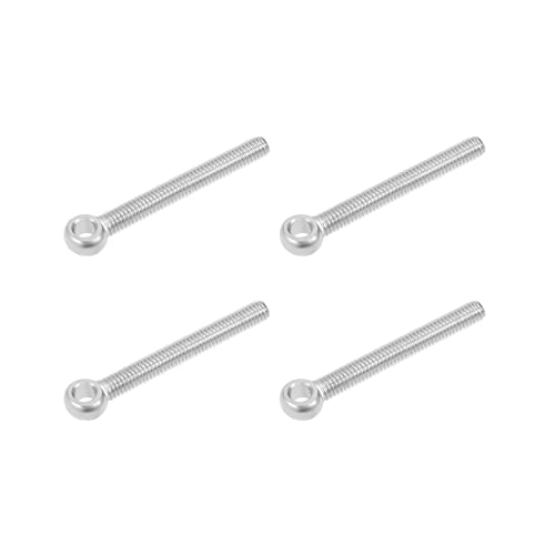 Image of METALLIXITY Shoulder Swing Lifting Bolt (M6x50mm) 4Pcs, 304 Stainless Steel Eye Bolts - for Home Renovation, Pipeline Gate Valves Fasteners, Silver