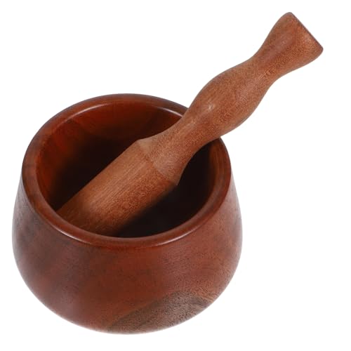 Artibetter Mortero de Madera de Ébano Macizo 1 Pieza para Moler Ajo y Especias, Mortero para Condimentar Familiar con Gran Capacidad, Práctico Utensilio de Cocina Multifunción