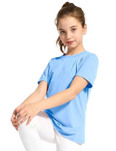 Image of KEREDA Girls Athletic Shirts Quick Dry T Shirts Summer UPF 50+ Tops 3 Pack