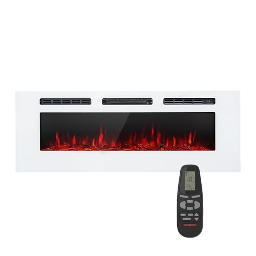 Klarstein Chimenea Electrica Pared, Estufa sin Leña de Interior, Chimeneas Electricas Decorativas 1800W, Llama LED, Chimenea Decorativa Falsa, Mando a Distancia, Temporizador y Termostato Ajustable