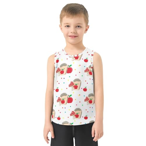 J JOYSAY Hedgehog Mushroom Dots Boys Tank Top Sleeveless Muscle Shirts Quick Dry Kids T-Shirts 3-15T2