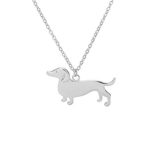 Qermolas Dachshund Pendant Charm Necklace Dog Animal Pet Memorial Jewelry for Women Silver