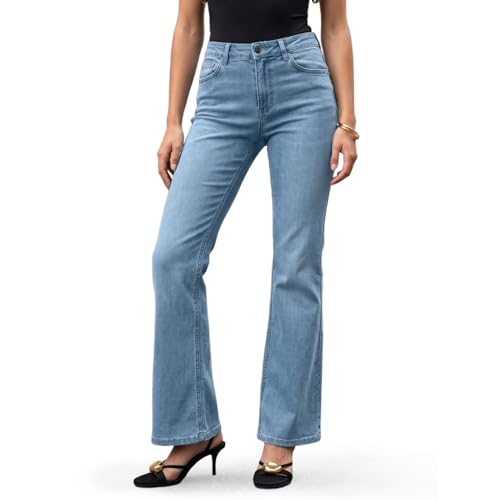 Image of Urbano Fashion Women's Mid Rise Bootcut Washed Jeans Stretchable