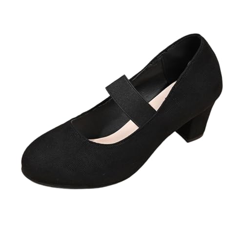Zapatos de correr para mujer, de terciopelo, con tirantes, elegantes, para bailar, con correa de tobillo, para bodas, Oktoberfest y fiestas, zapatos de negocios, verano, Negro , 36 EU