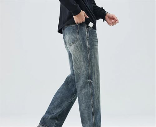 Men's Baggy Jeans Wide Leg Pants Loose Straight Full Length Designer Denim Trousers3