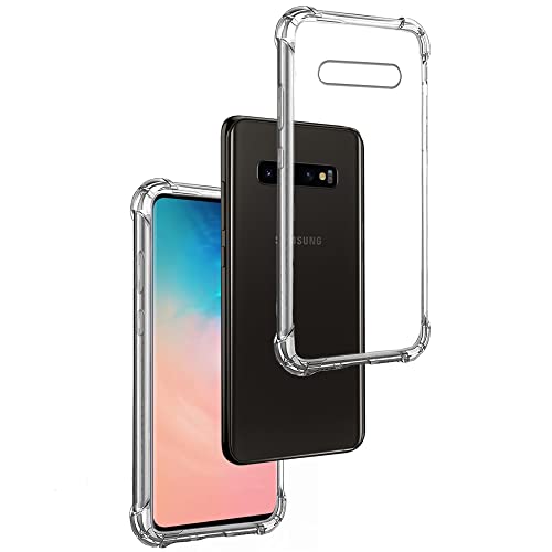 REY Funda Anti-Shock Gel Transparente para Samsung Galaxy S10+ / S10 Plus, Ultra Fina 0,33mm, Esquinas Reforzadas, Silicona TPU de Alta Resistencia y Flexibilidad