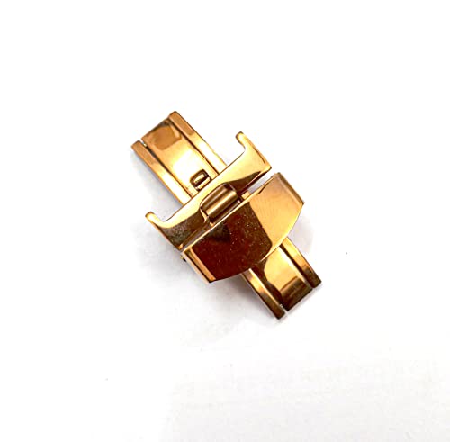 Image of 14mm 16mm 18mm 20mm 22mm Butterfly Push Type Stainless Steel Silver Rose Golden Black Deployment Buckle Clasp Fits Leather Rubber Watch Band Strap
