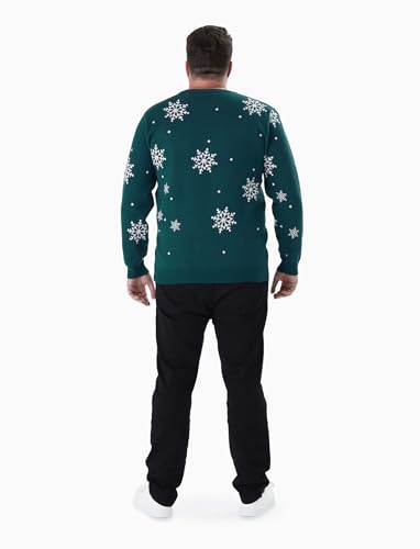 PATPAT Ugly Christmas Sweater Family Set His and Hers Christmas Sweaters Long Sleeve Dark Green Gnome Xmas Holiday Party Knitted Pullover Tops Dad and Son Christmas Sweaters for Couples Adults Men L3