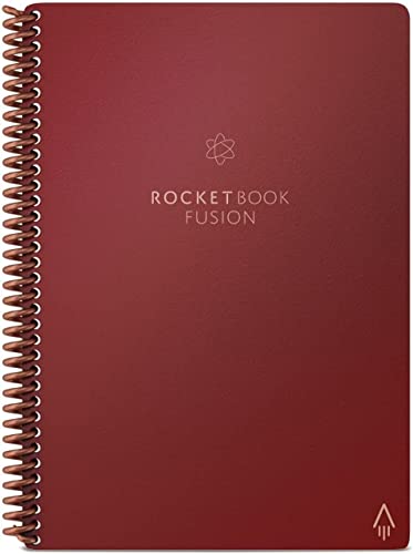 Image of Rocketbook Fusion Smart Reusable Notebook - Calendar, To-Do Lists, and Note Template Pages with 1 Pilot Frixion Pen & 1 Microfiber Cloth Included - Scarlet Sky Cover, Executive Size (6 inch x 8.8 inch)