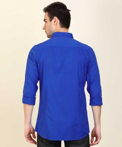 Image of Men's Regular Cotton Casual Slim Fit Shirt with Classic Collar, Long Sleeve, Solid Pattern, Breathable Fabric, and Unique Design for a Timelessly Modern