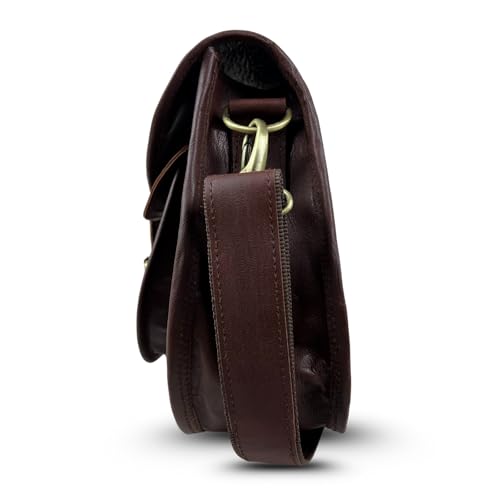 MADOSH Vintage Crossbody Leather Bags for Women Shoulder Handbag - Genuine Leather Shoulder Purse Women Crossover Bag Girls Sling Purse Brown Buckle Clousre (H-11x L-11x W-4)3