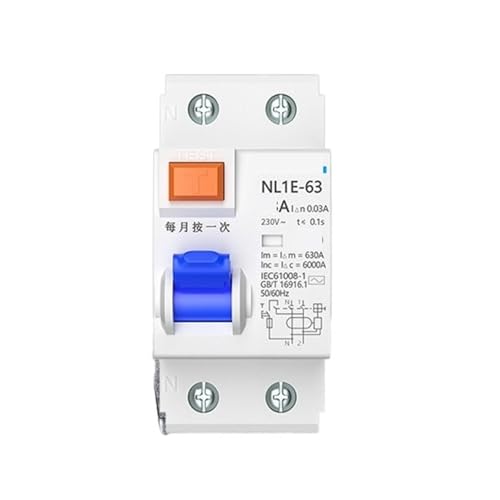 Interruptor de fuga NL1E-63A con corte instantáneo 2P 63A que evita accidentes por electrocución