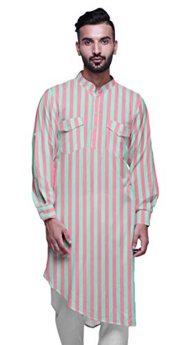 Atasi Printed Mandarin Collar Casual Kurta Ethnic Shirt Long Asymmertic Kurta
