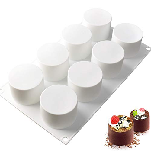 Joho Baking Silicone Molds for Mousse Cake, 3D Silicone Baking Mold Cakes, Dessert Molds for Pastry Chocolate, Tall Cylinder, 8-Cavity