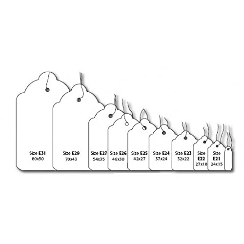 1000 White Kraft Strung String Tags Swing Price Ticket Jewellery Tie On Labels (32mm X 22mm)