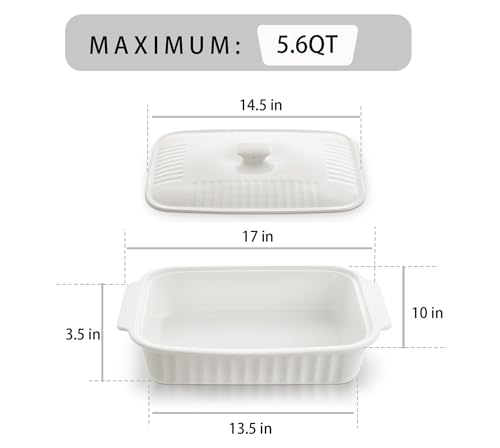 Roeveca R16W Casserole Dish With Lid, 5.6 Quart Covered Casserole Dish Cookware thumb #5