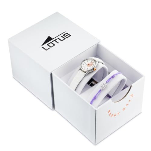 Imagen de LOTUS Reloj Niña Analógico de Cuero Blanco Movimiento de Cuarzo Reloj Infantil Cristal de Alta Resistencia Clásico 18573