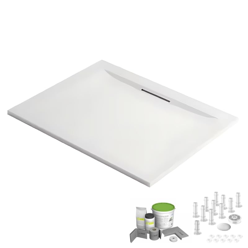 Jacob Delafon Pack Receveur de Douche 170 x 90 Flight Pure Rectangle Blanc + Kit d'étanchéité WEDI + Pieds