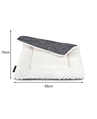 lionto Wendedecke wärmend für Hunde und Katzen, gefütterte Liegedecke waschbar mit strapazierfähiger und flauschiger Seite, 75x55 cm, hygienische Matte mit Kälteschutz für Haustiere aller Größen, grau