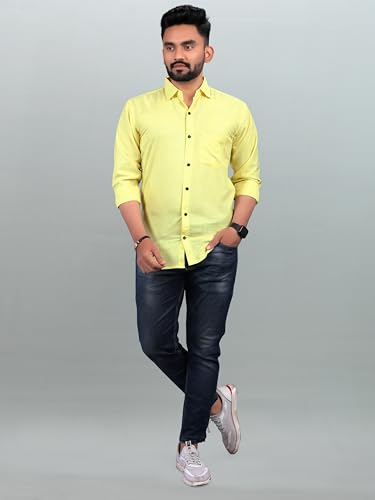 Image of Men Regular Fit Solid Spread Collar Casual Shirt