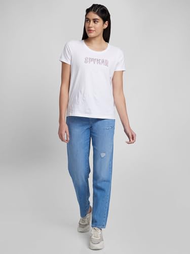 Image of Spykar Women High Rise Cotton Straight Fit Regular Length Jeans (Bella)